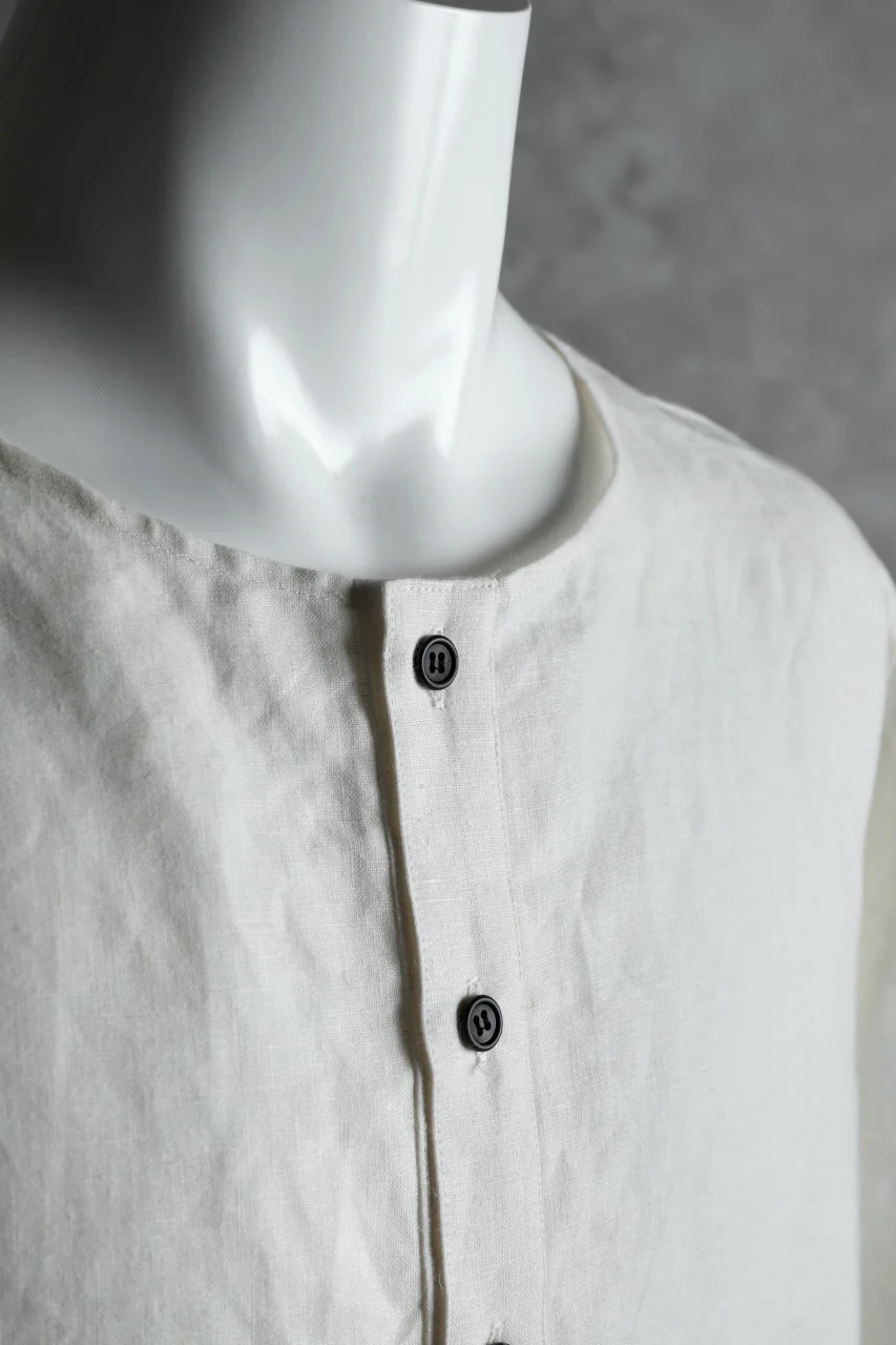 N/07 exclusive Henley Tunica Top [ Pure Linen Weave ] (WHITE) - Image 8
