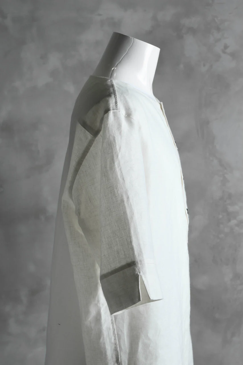 N/07 exclusive Henley Tunica Top [ Pure Linen Weave ] (WHITE) - Image 9