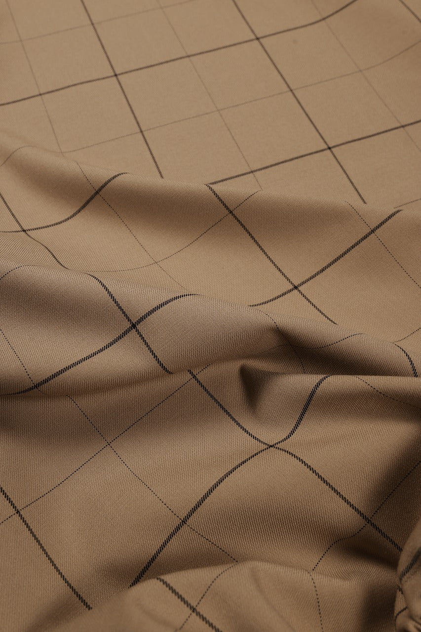 N/07 exclusive MOCK NECK HALF SLEEVE PULLOVER / WINDOWPANE CHECK TR TWILL (BEIGE) - Image 11