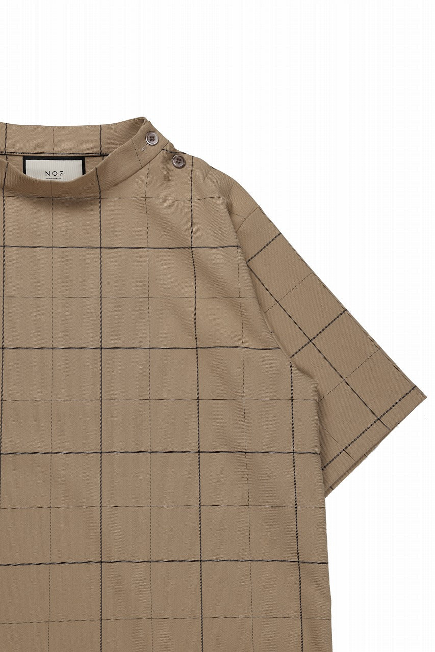 N/07 exclusive MOCK NECK HALF SLEEVE PULLOVER / WINDOWPANE CHECK TR TWILL (BEIGE) - Image 5