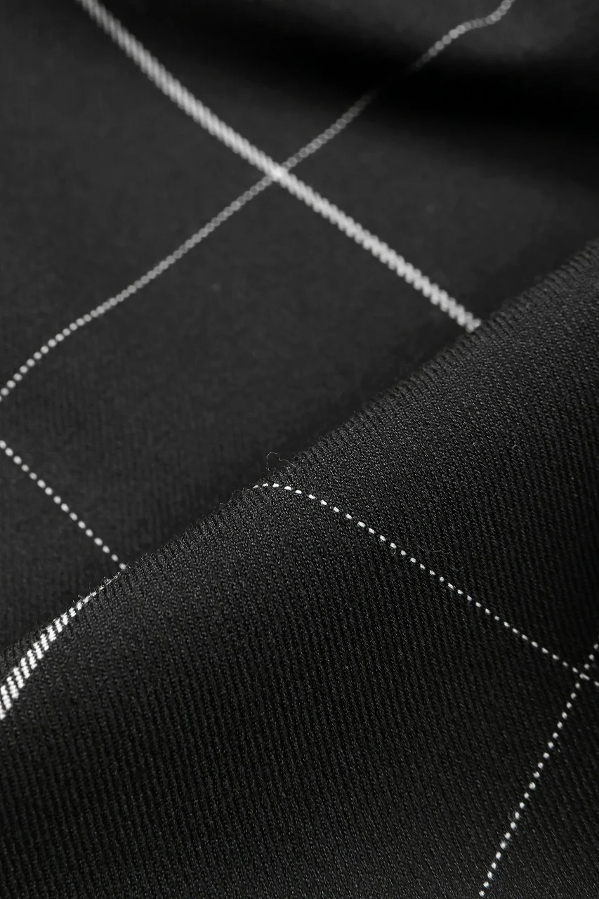 N/07 exclusive MOCK NECK HALF SLEEVE PULLOVER / WINDOWPANE CHECK TR TWILL (BLACK) - Image 10