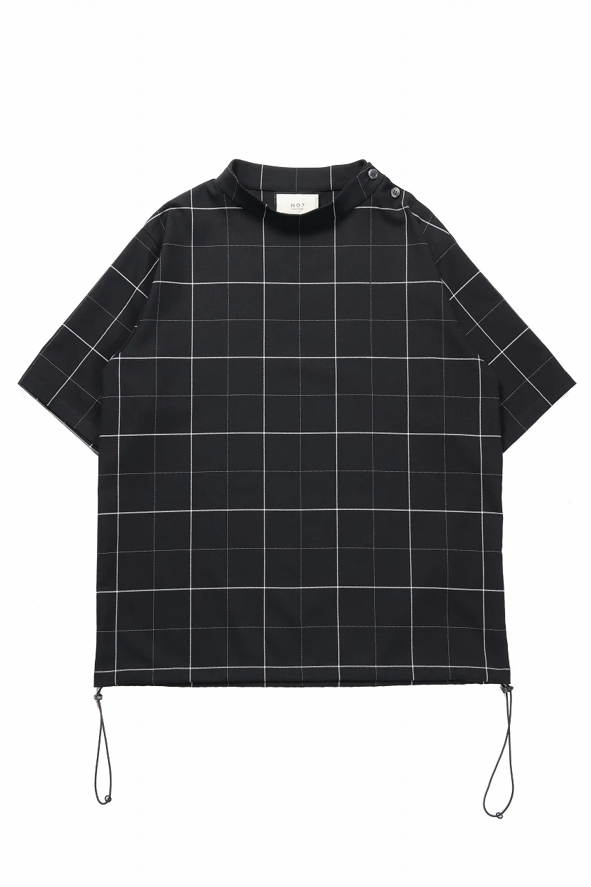 N/07 exclusive MOCK NECK HALF SLEEVE PULLOVER / WINDOWPANE CHECK TR TWILL (BLACK) - Image 2