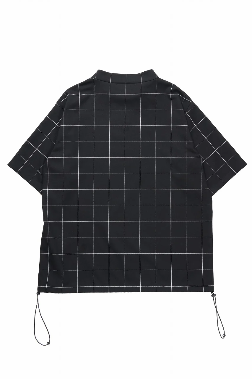 N/07 exclusive MOCK NECK HALF SLEEVE PULLOVER / WINDOWPANE CHECK TR TWILL (BLACK) - Image 3