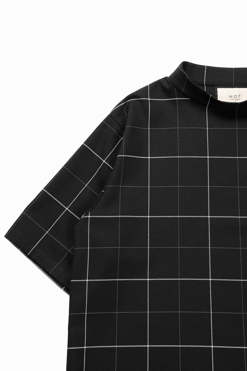 N/07 exclusive MOCK NECK HALF SLEEVE PULLOVER / WINDOWPANE CHECK TR TWILL (BLACK) - Image 4