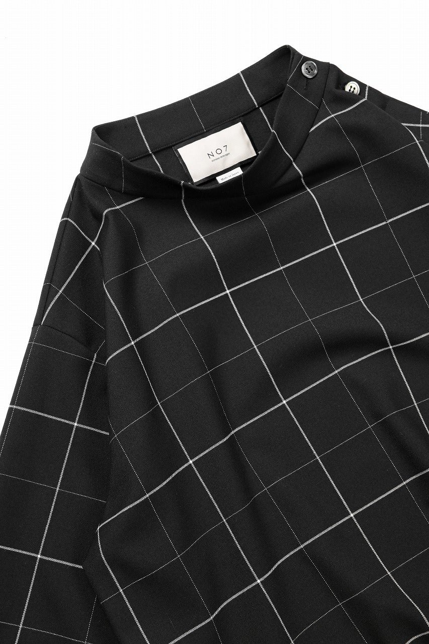 N/07 exclusive MOCK NECK HALF SLEEVE PULLOVER / WINDOWPANE CHECK TR TWILL (BLACK) - Image 9