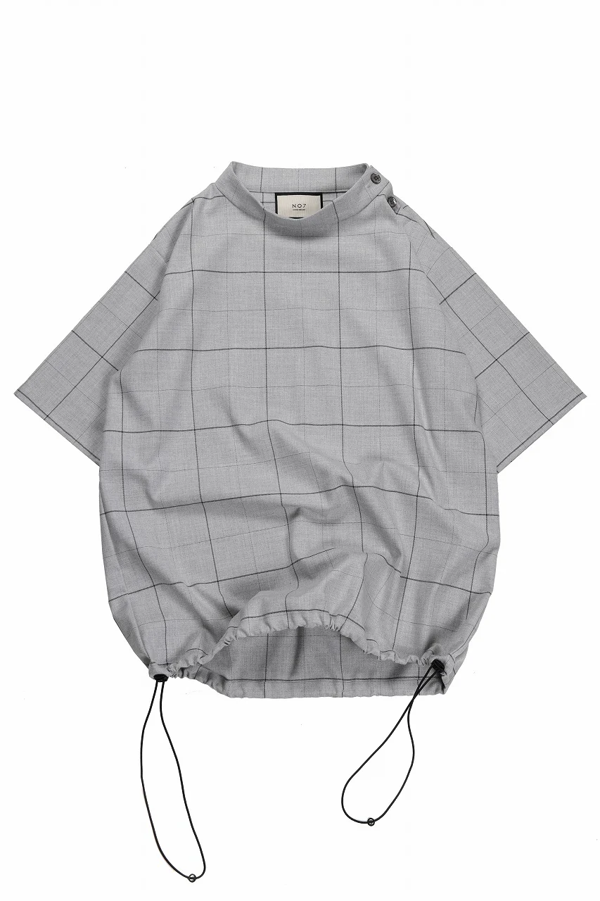 N/07 exclusive MOCK NECK HALF SLEEVE PULLOVER / WINDOWPANE CHECK TR TWILL (GREY)