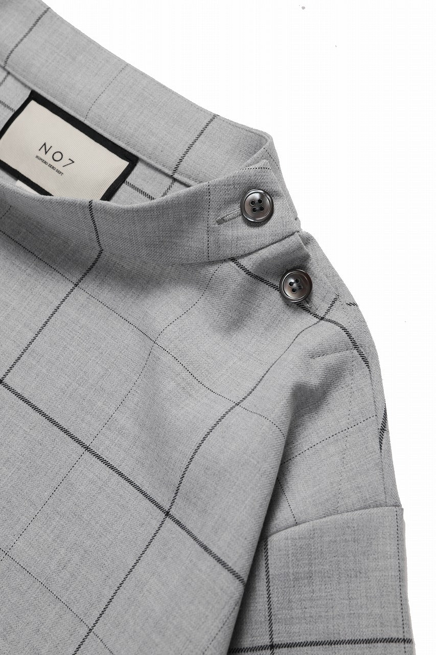 N/07 exclusive MOCK NECK HALF SLEEVE PULLOVER / WINDOWPANE CHECK TR TWILL (GREY) - Image 6