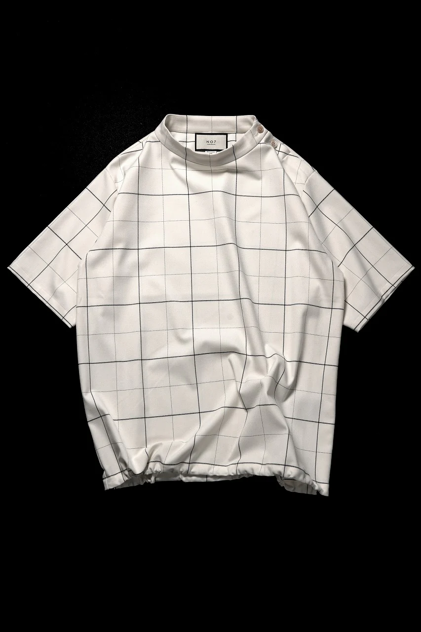 N/07 exclusive MOCK NECK HALF SLEEVE PULLOVER / WINDOWPANE CHECK TR TWILL (IVORY)