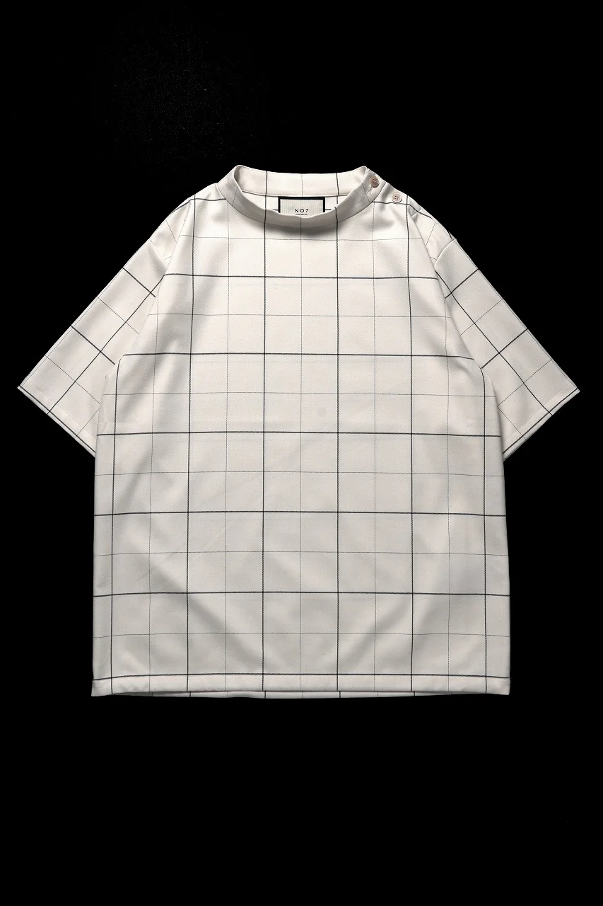 N/07 exclusive MOCK NECK HALF SLEEVE PULLOVER / WINDOWPANE CHECK TR TWILL (IVORY) - Image 2