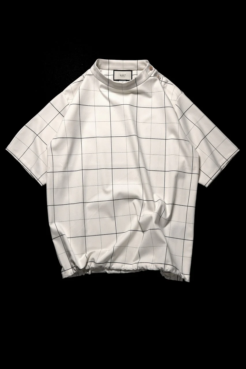 N/07 exclusive MOCK NECK HALF SLEEVE PULLOVER / WINDOWPANE CHECK TR TWILL (IVORY) - Image 4