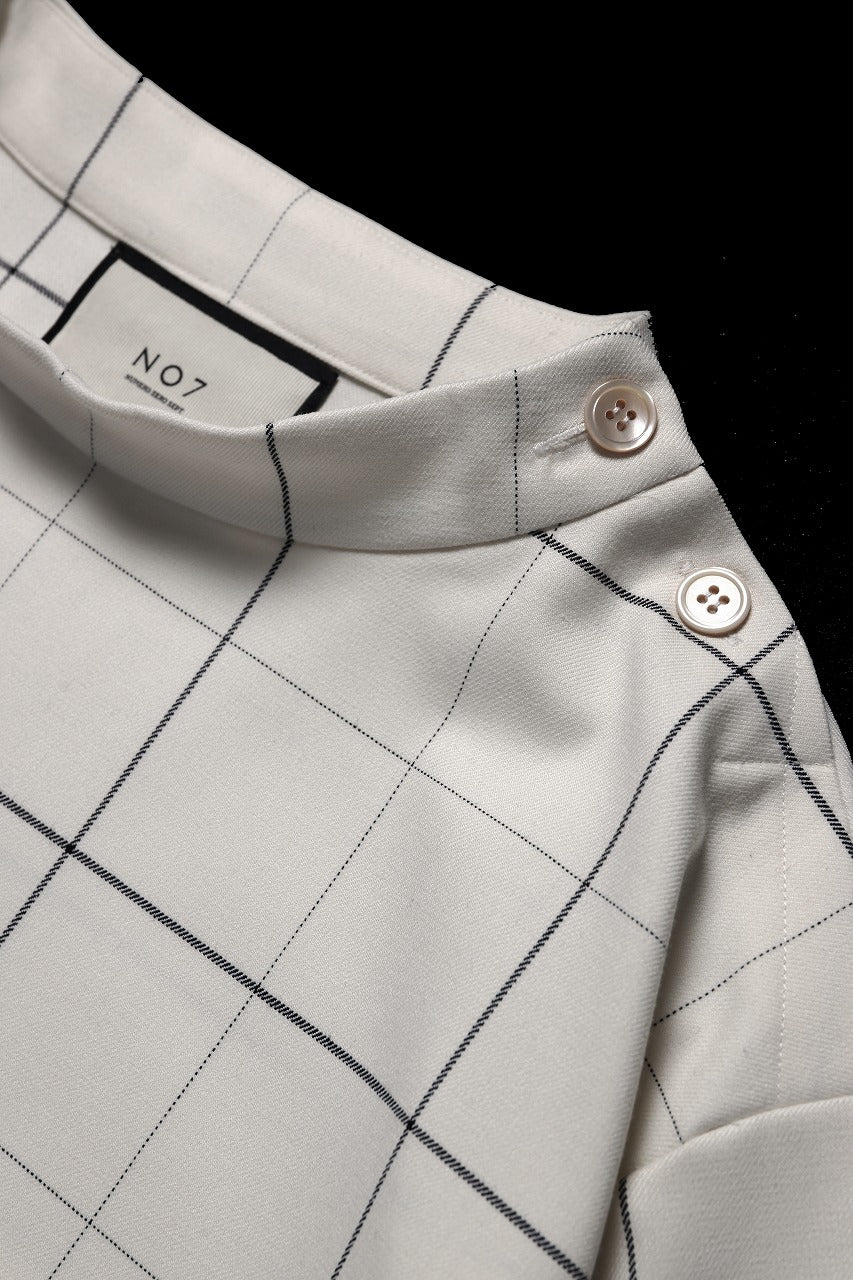 N/07 exclusive MOCK NECK HALF SLEEVE PULLOVER / WINDOWPANE CHECK TR TWILL (IVORY) - Image 8