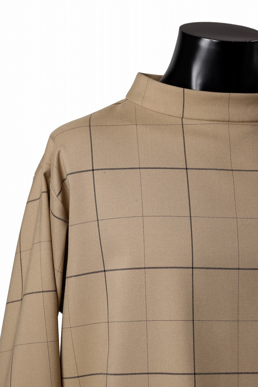 N/07 exclusive MOCK NECK PULLOVER / WINDOWPANE CHECK TR TWILL (BEIGE) - Image 10