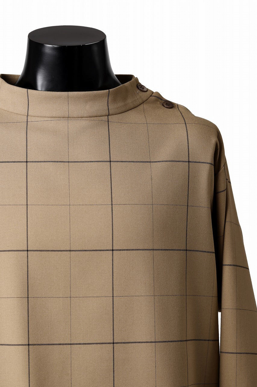 N/07 exclusive MOCK NECK PULLOVER / WINDOWPANE CHECK TR TWILL (BEIGE) - Image 11