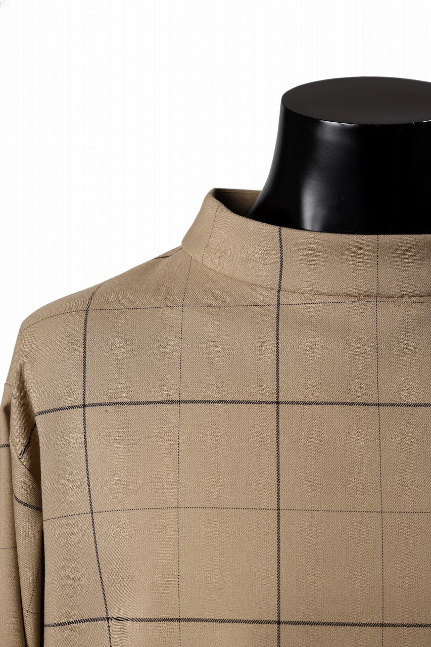 N/07 exclusive MOCK NECK PULLOVER / WINDOWPANE CHECK TR TWILL (BEIGE) - Image 12