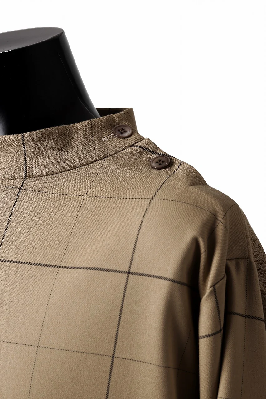 N/07 exclusive MOCK NECK PULLOVER / WINDOWPANE CHECK TR TWILL (BEIGE) - Image 16