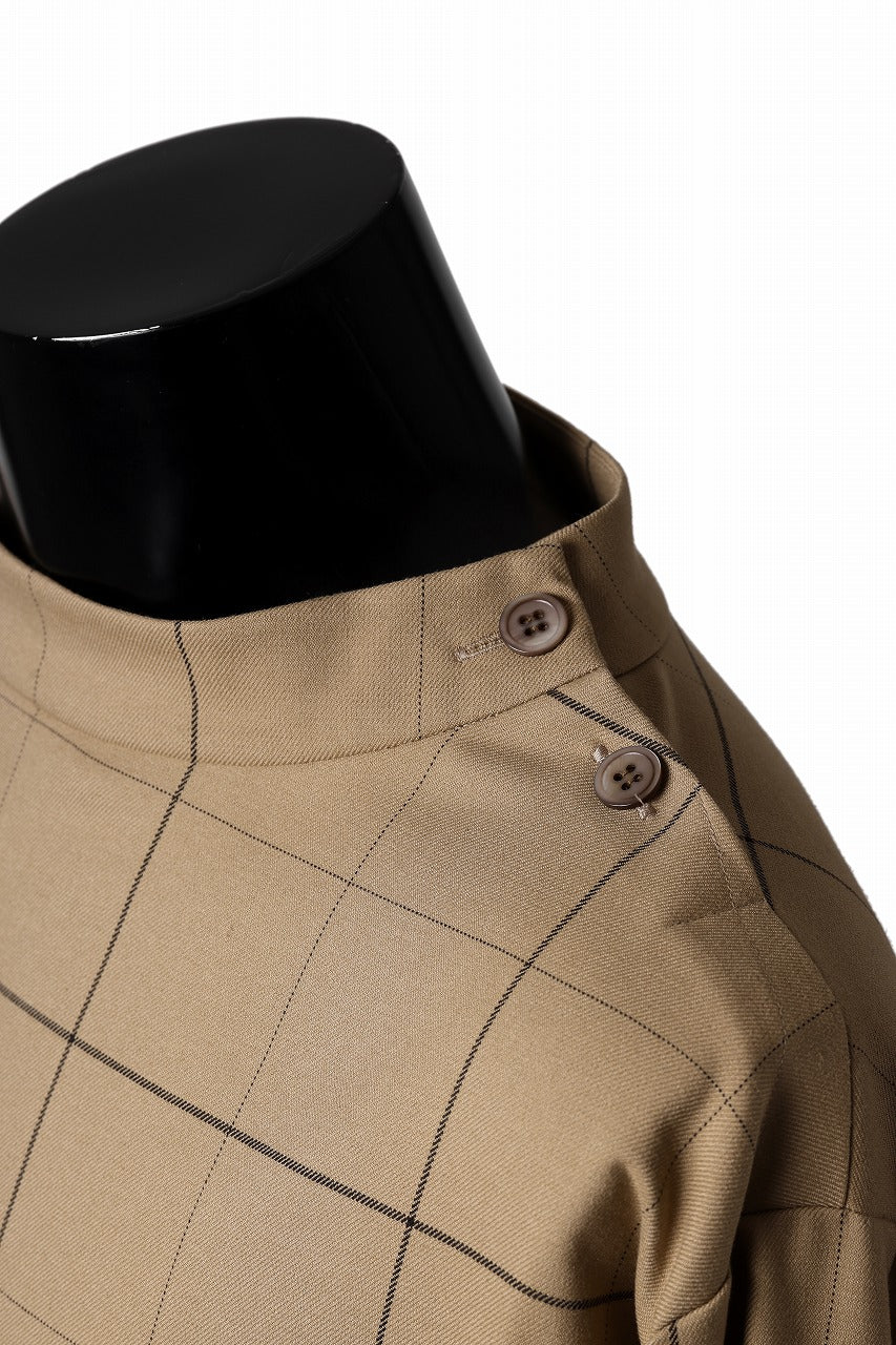 N/07 exclusive MOCK NECK PULLOVER / WINDOWPANE CHECK TR TWILL (BEIGE) - Image 17