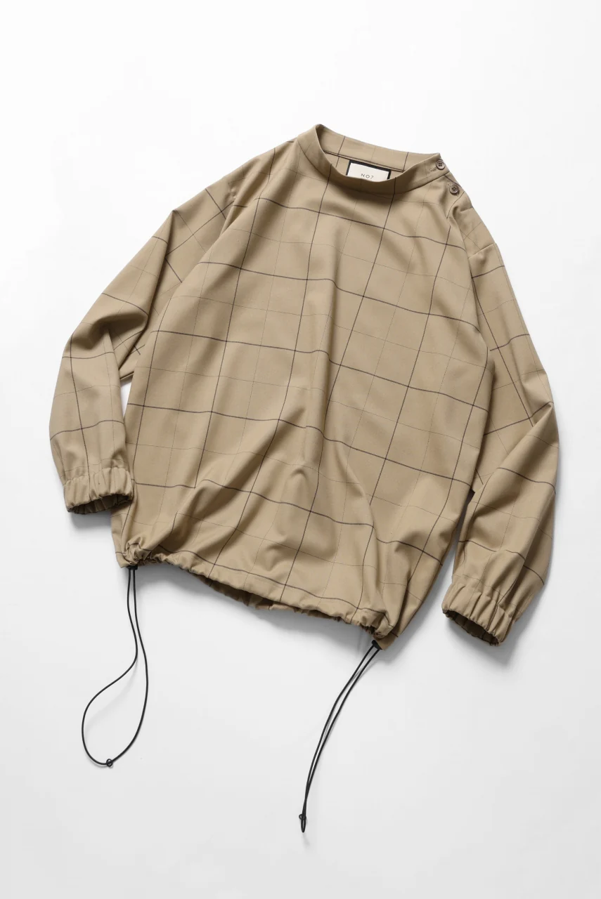 N/07 exclusive MOCK NECK PULLOVER / WINDOWPANE CHECK TR TWILL (BEIGE) - Image 2