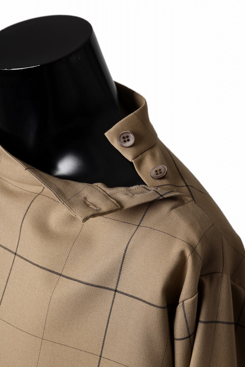 N/07 exclusive MOCK NECK PULLOVER / WINDOWPANE CHECK TR TWILL (BEIGE) - Image 20