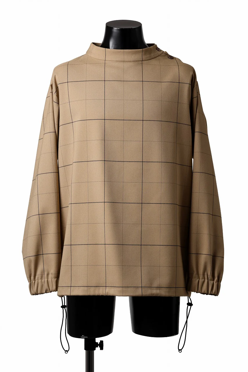 N/07 exclusive MOCK NECK PULLOVER / WINDOWPANE CHECK TR TWILL (BEIGE) - Image 4
