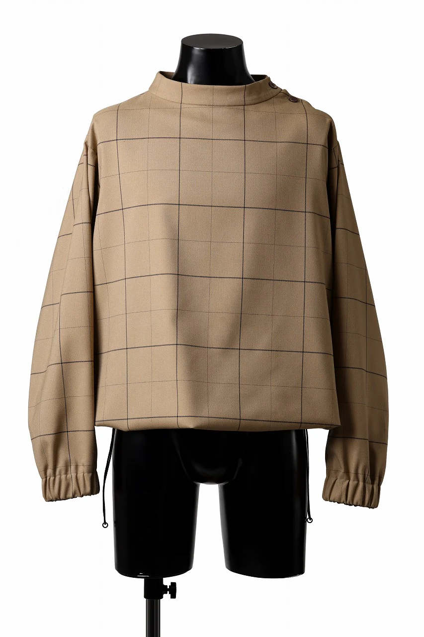 N/07 exclusive MOCK NECK PULLOVER / WINDOWPANE CHECK TR TWILL (BEIGE) - Image 8