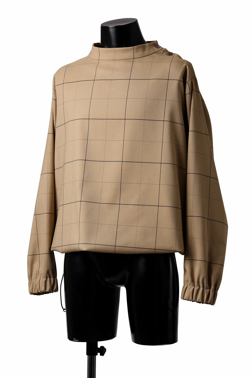 N/07 exclusive MOCK NECK PULLOVER / WINDOWPANE CHECK TR TWILL (BEIGE) - Image 9