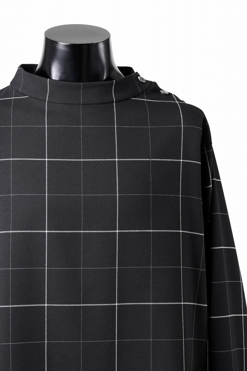 N/07 exclusive MOCK NECK PULLOVER / WINDOWPANE CHECK TR TWILL (BLACK) - Image 12