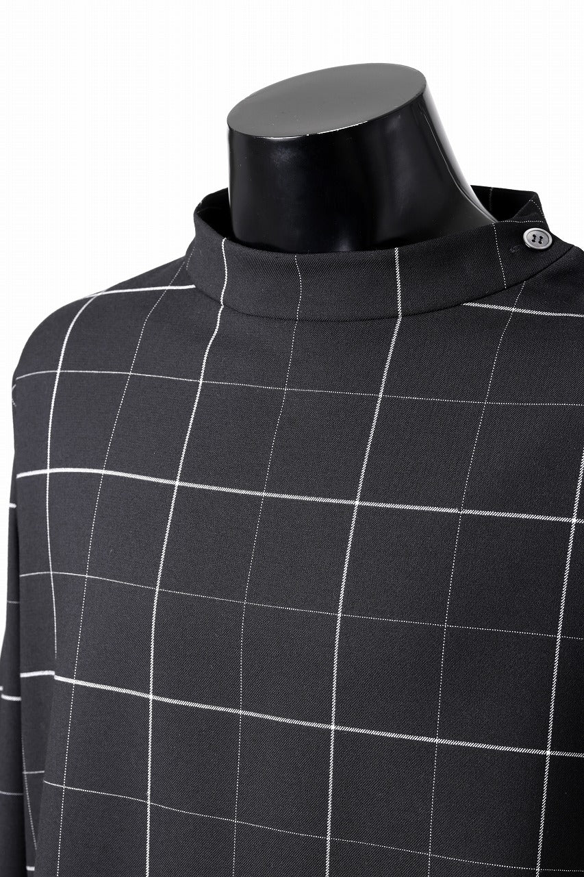 N/07 exclusive MOCK NECK PULLOVER / WINDOWPANE CHECK TR TWILL (BLACK) - Image 15
