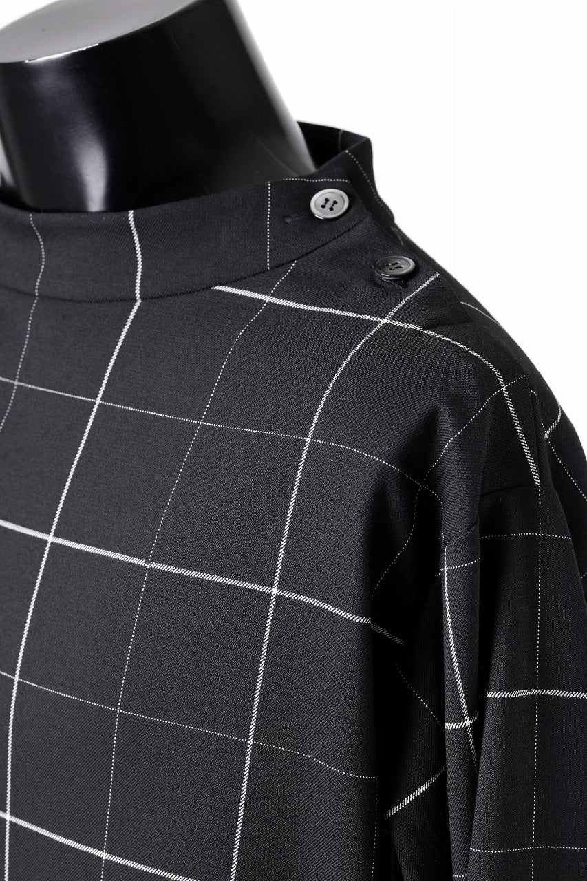 N/07 exclusive MOCK NECK PULLOVER / WINDOWPANE CHECK TR TWILL (BLACK) - Image 17