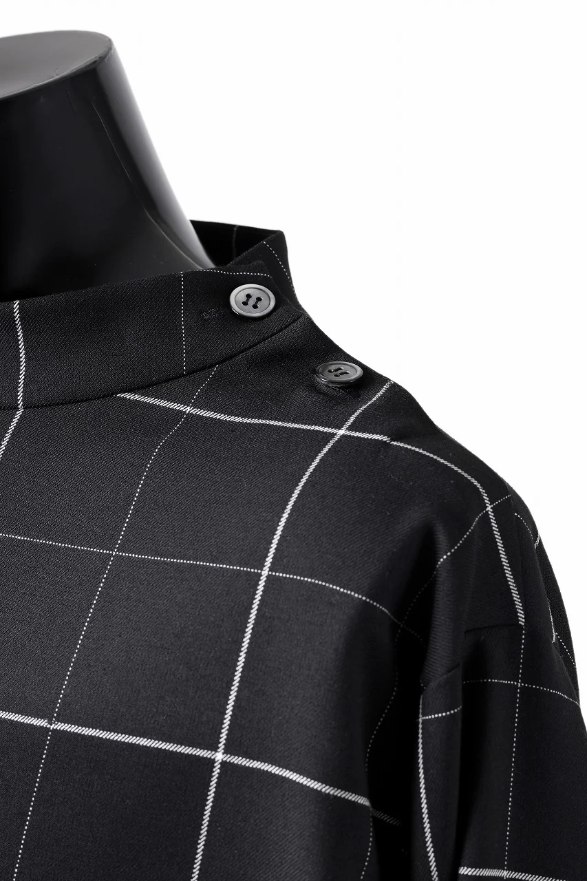 N/07 exclusive MOCK NECK PULLOVER / WINDOWPANE CHECK TR TWILL (BLACK) - Image 20