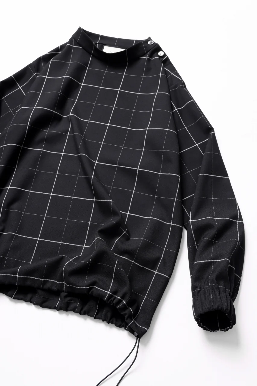N/07 exclusive MOCK NECK PULLOVER / WINDOWPANE CHECK TR TWILL (BLACK) - Image 3