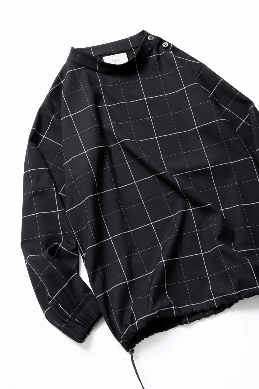 N/07 exclusive MOCK NECK PULLOVER / WINDOWPANE CHECK TR TWILL (BLACK) - Image 4