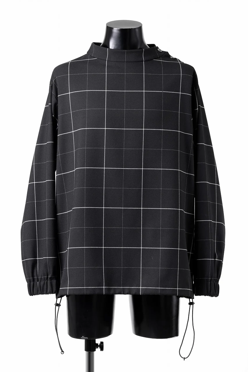 N/07 exclusive MOCK NECK PULLOVER / WINDOWPANE CHECK TR TWILL (BLACK) - Image 5