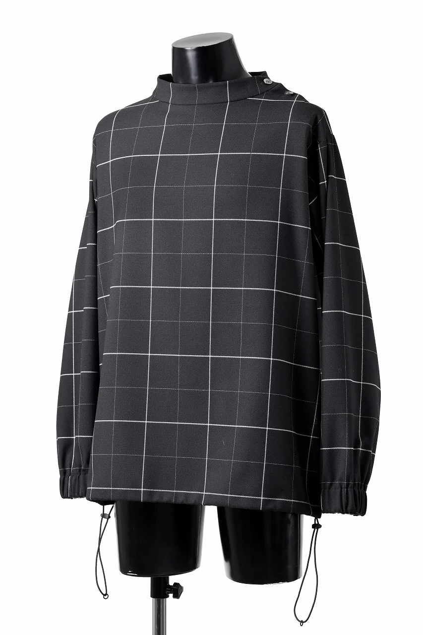 N/07 exclusive MOCK NECK PULLOVER / WINDOWPANE CHECK TR TWILL (BLACK) - Image 6