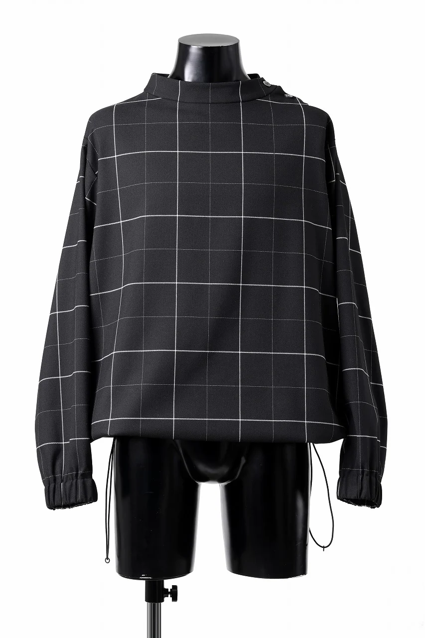 N/07 exclusive MOCK NECK PULLOVER / WINDOWPANE CHECK TR TWILL (BLACK) - Image 9