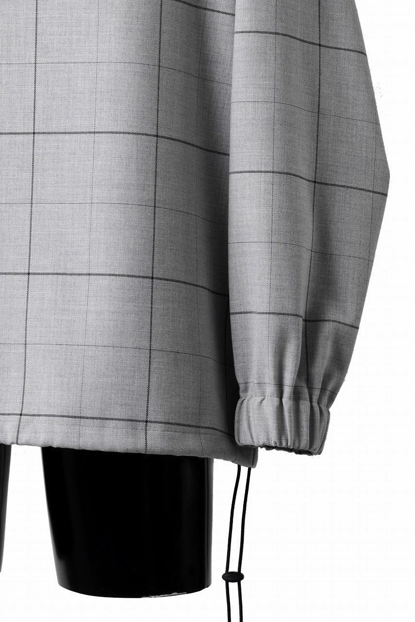 N/07 exclusive MOCK NECK PULLOVER / WINDOWPANE CHECK TR TWILL (GREY) - Image 13