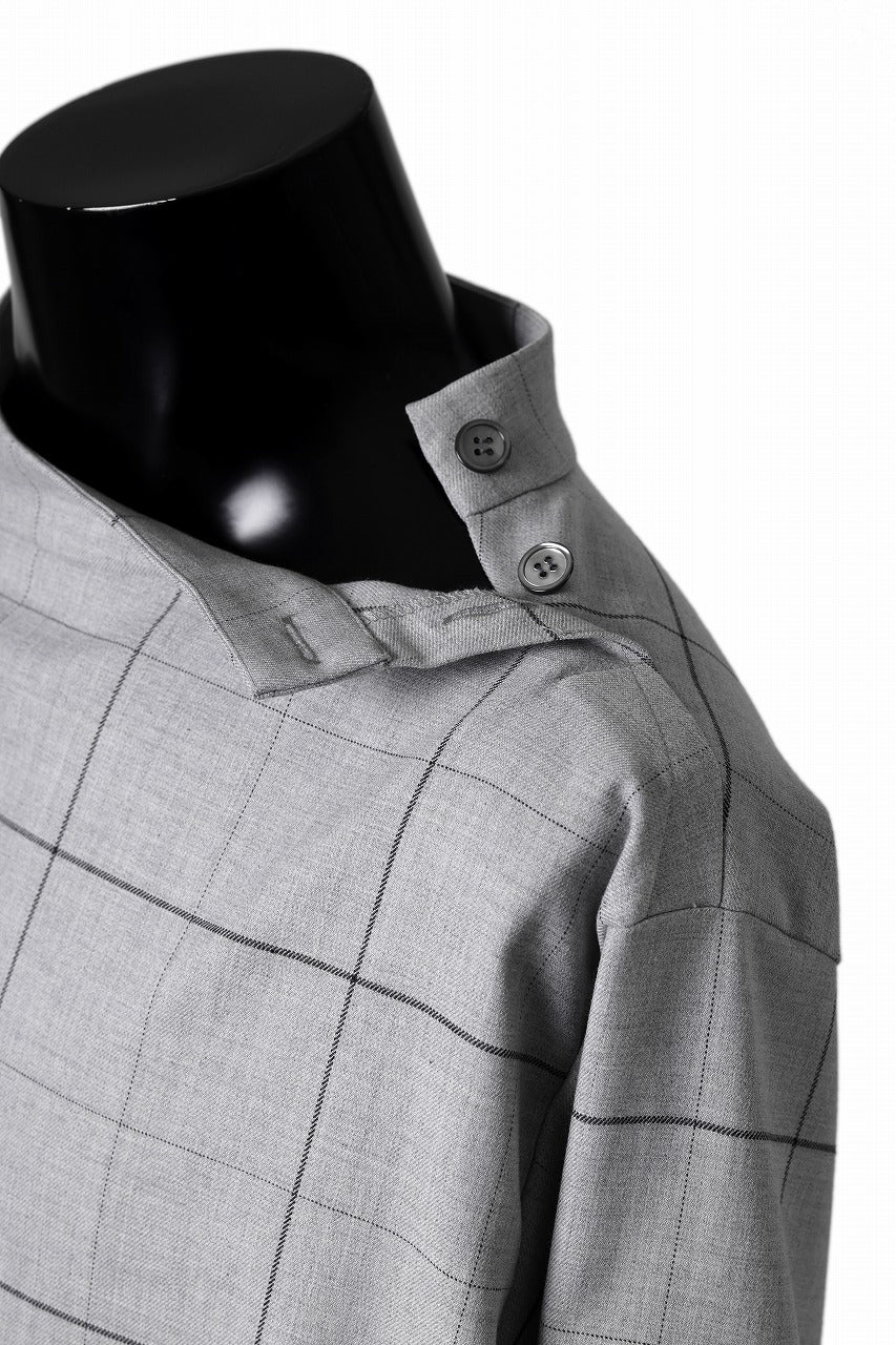 N/07 exclusive MOCK NECK PULLOVER / WINDOWPANE CHECK TR TWILL (GREY) - Image 14