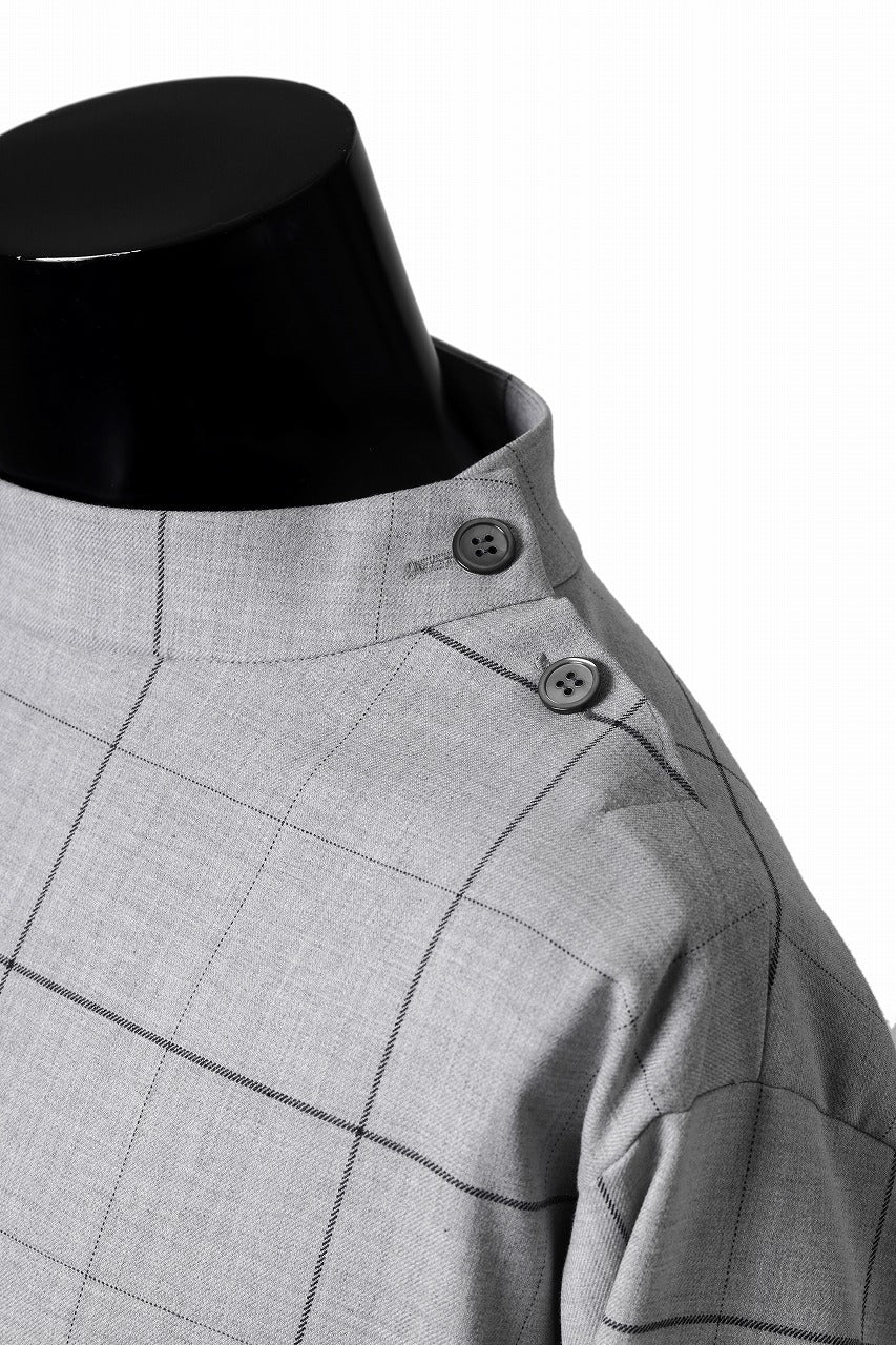 N/07 exclusive MOCK NECK PULLOVER / WINDOWPANE CHECK TR TWILL (GREY) - Image 16