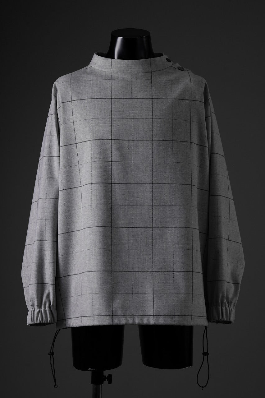N/07 exclusive MOCK NECK PULLOVER / WINDOWPANE CHECK TR TWILL (GREY) - Image 21