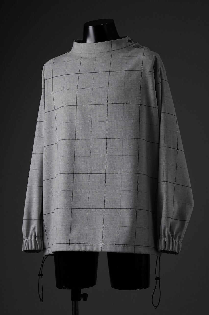 N/07 exclusive MOCK NECK PULLOVER / WINDOWPANE CHECK TR TWILL (GREY) - Image 22
