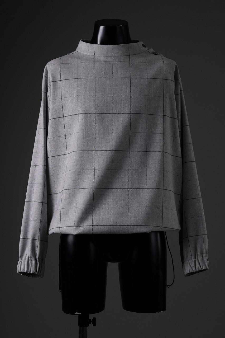 N/07 exclusive MOCK NECK PULLOVER / WINDOWPANE CHECK TR TWILL (GREY) - Image 26