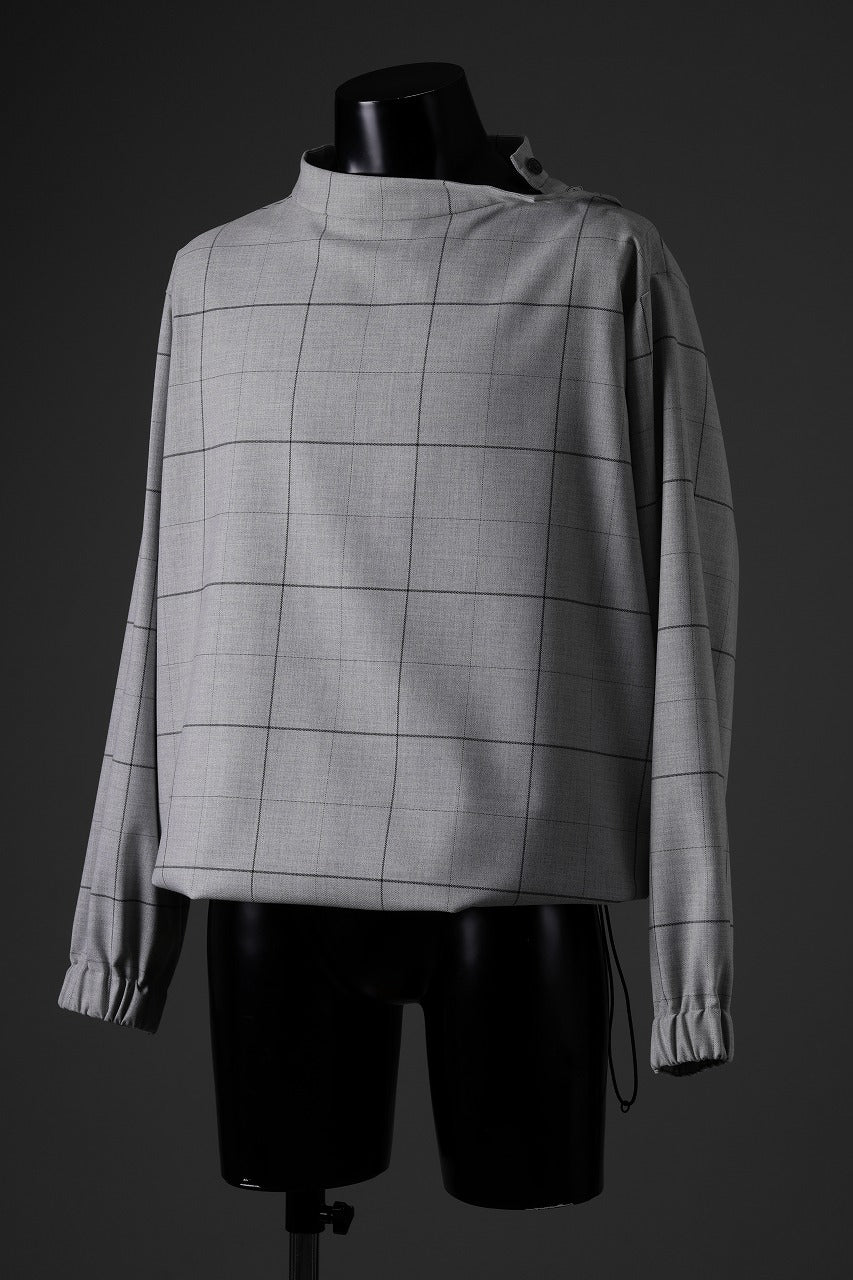 N/07 exclusive MOCK NECK PULLOVER / WINDOWPANE CHECK TR TWILL (GREY) - Image 27