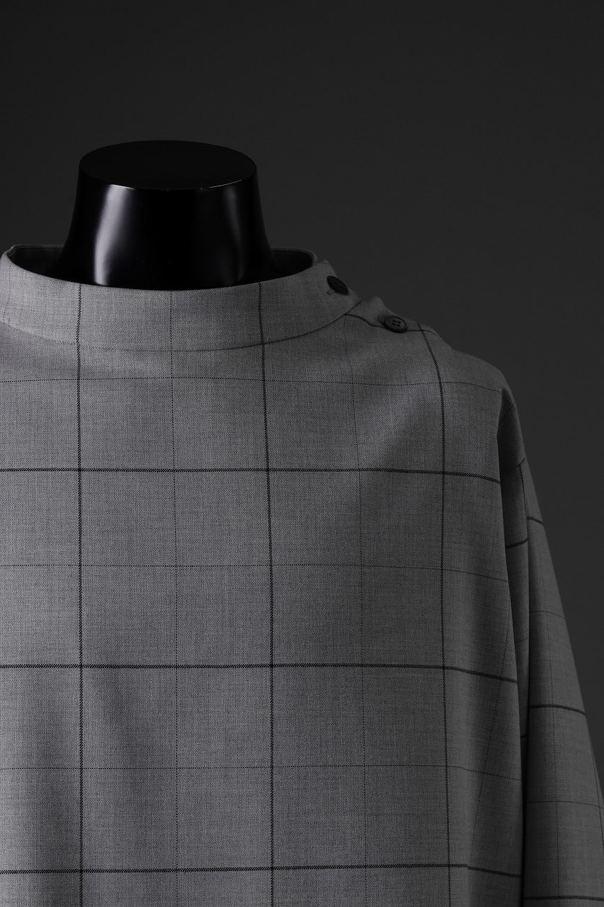 N/07 exclusive MOCK NECK PULLOVER / WINDOWPANE CHECK TR TWILL (GREY) - Image 28