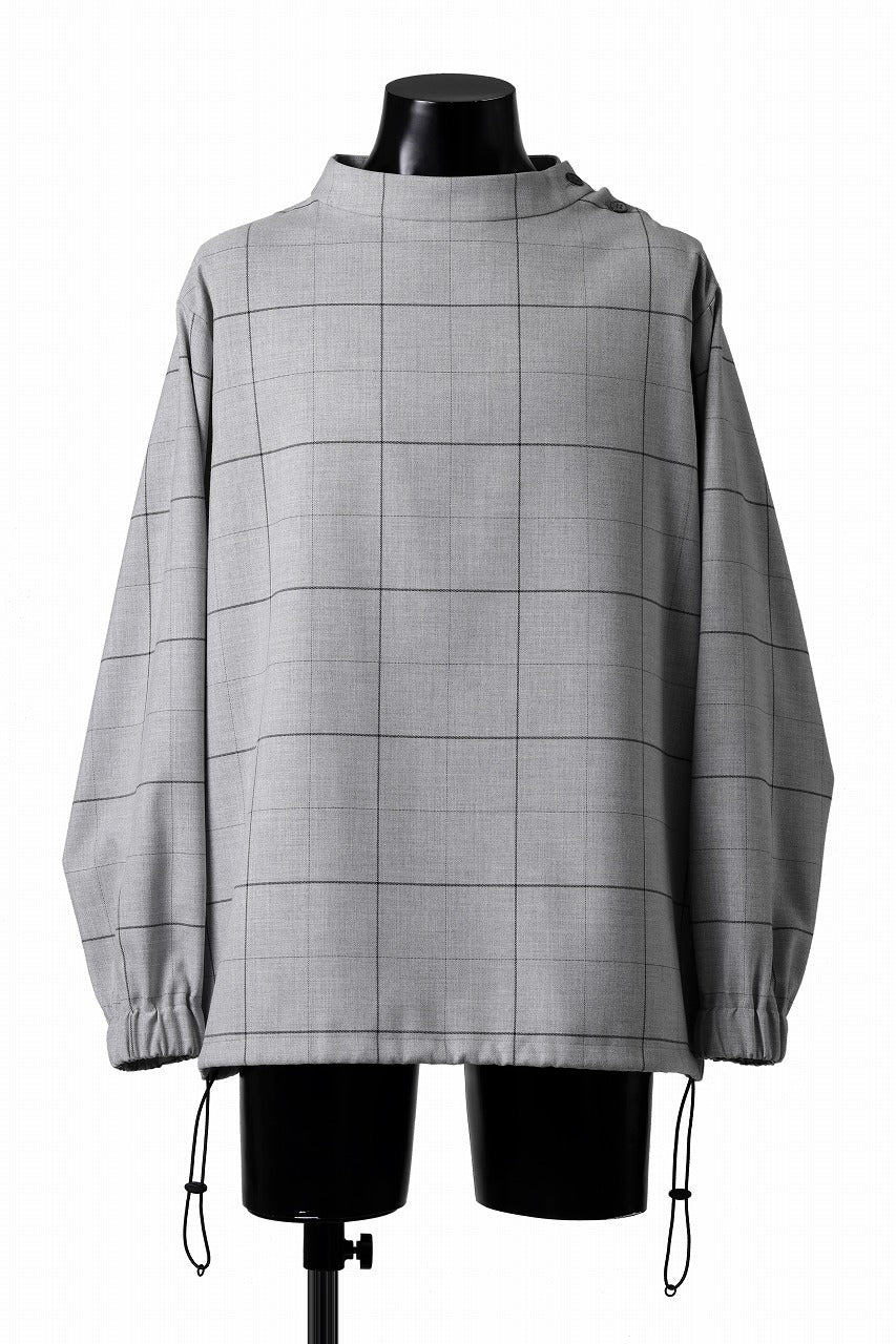 N/07 exclusive MOCK NECK PULLOVER / WINDOWPANE CHECK TR TWILL (GREY) - Image 3