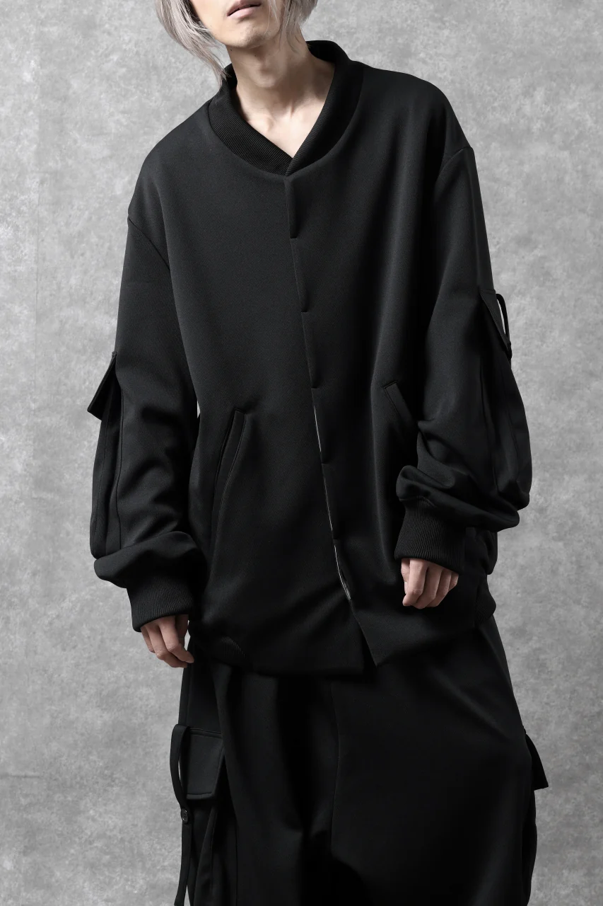 N/07 exclusive WIDE FLAP BOMBER JACKET / GAUDI SMOOTH JERSEY (BLACK) - Image 26