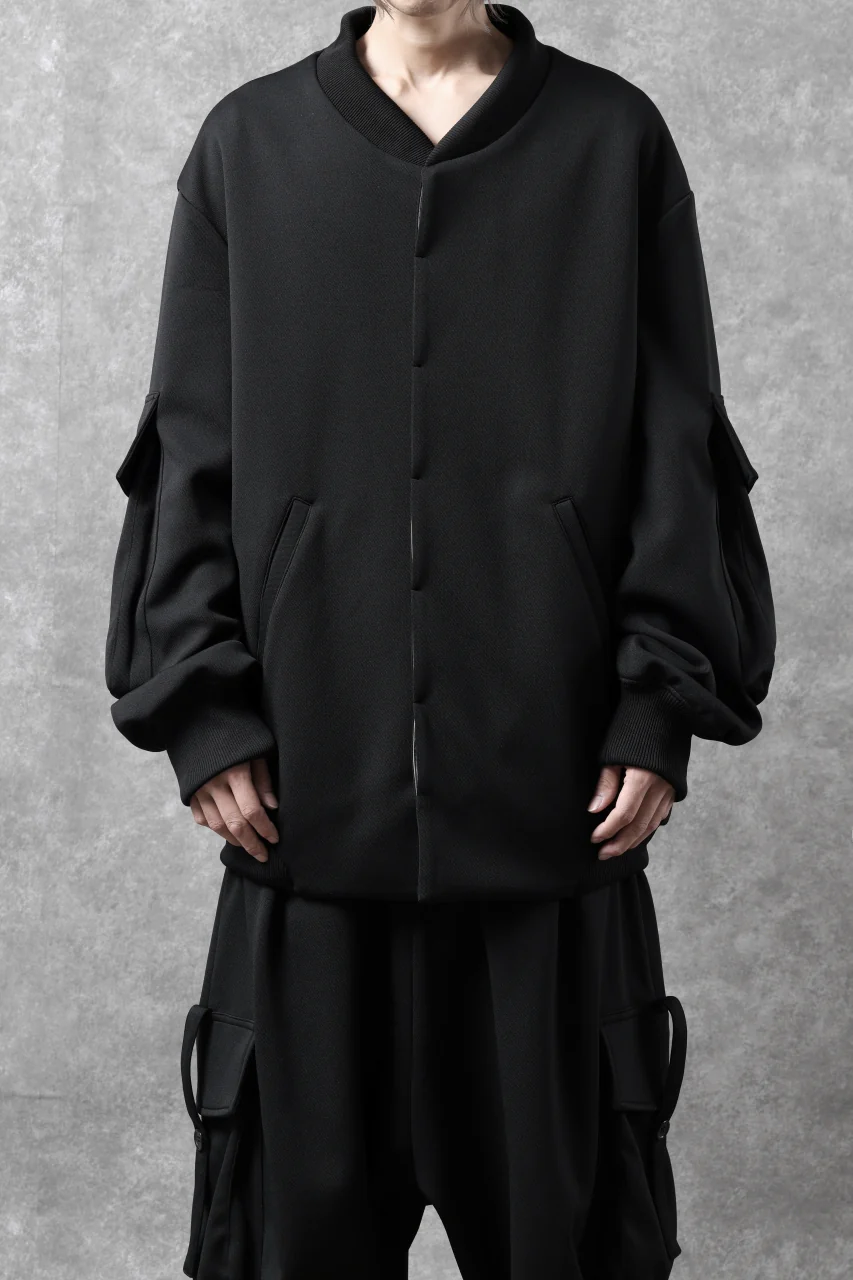 N/07 exclusive WIDE FLAP BOMBER JACKET / GAUDI SMOOTH JERSEY (BLACK) - Image 3