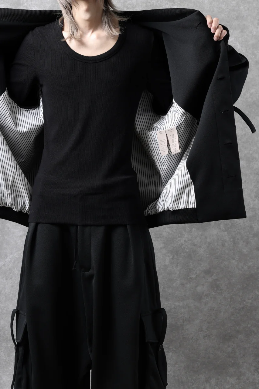 N/07 exclusive WIDE FLAP BOMBER JACKET / GAUDI SMOOTH JERSEY (BLACK) - Image 36