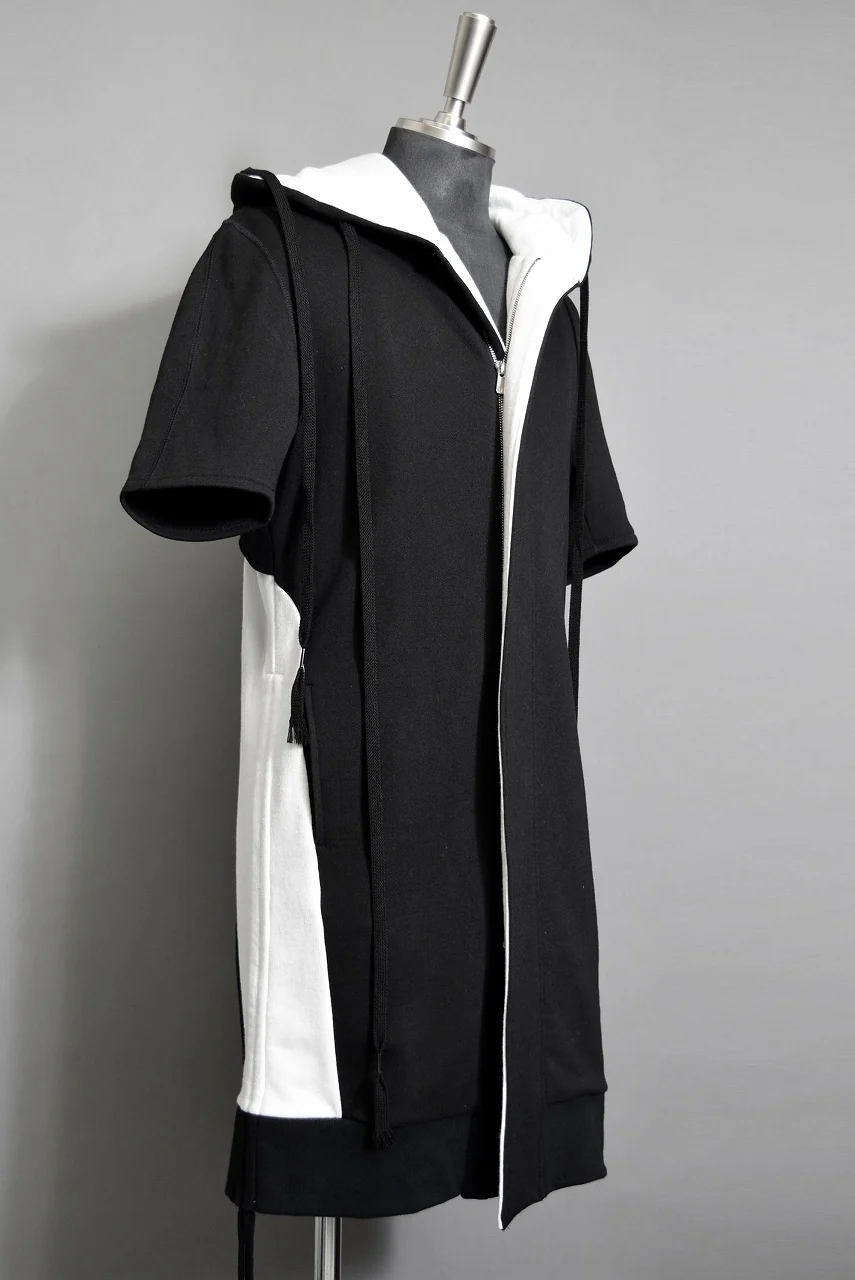 N/07 FIELD LONG HOODIE S/S "Fleecy Cotton" (BLACK x WHITE) - Image 2