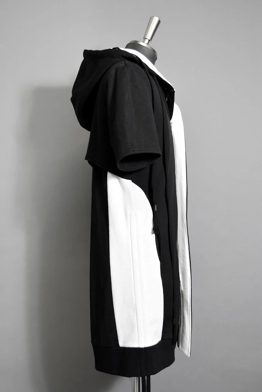 N/07 FIELD LONG HOODIE S/S "Fleecy Cotton" (BLACK x WHITE) - Image 3