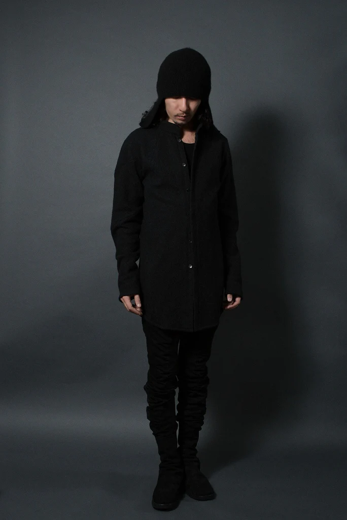 N/07 full　the wool middle shirt "munditiei" (BLACK) - Image 7