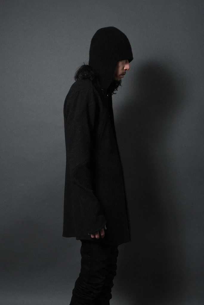 N/07 full　the wool middle shirt "munditiei" (BLACK) - Image 9